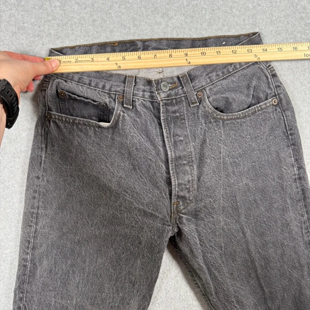 Vintage 80s Levis 501 Charcoal Gray Black Denim Jeans Made in USA 30x34 Grunge